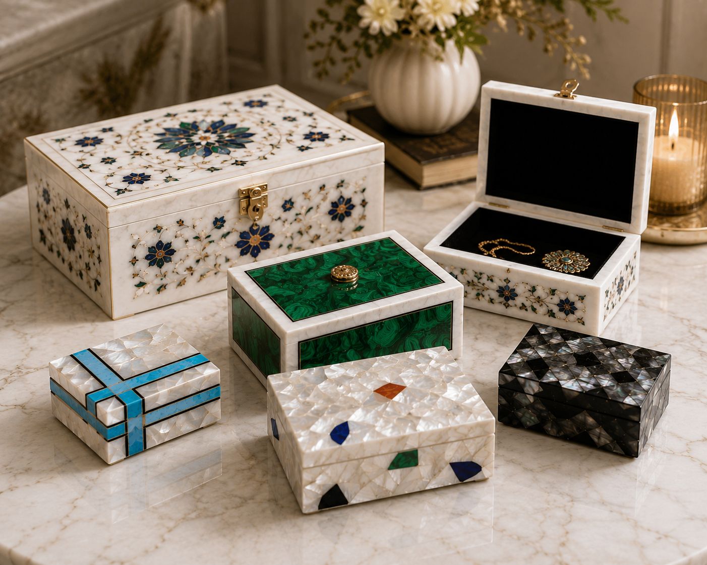 Handcrafted Marble Inlay Jewelry Boxes: Art, Luxury & Timeless Gifting