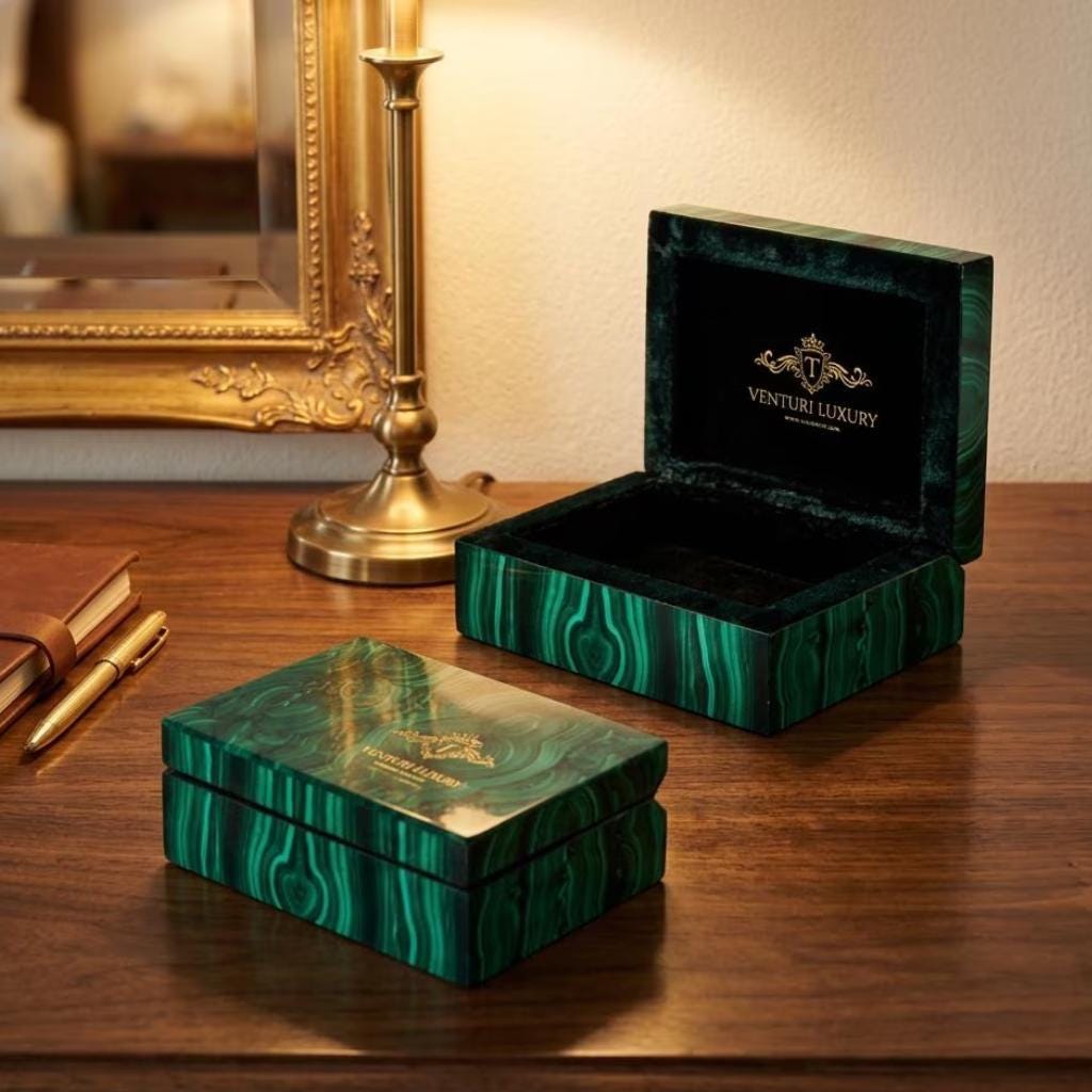Translation missing: en.Handcrafted Luxury Malachite Rectangular Jewellery Box Handmade Green Stone Decorative Keepsake Box: Handcrafted Luxury Malachite Rectangular Jewellery Box Handmade Green Stone Decorative Keepsake Box