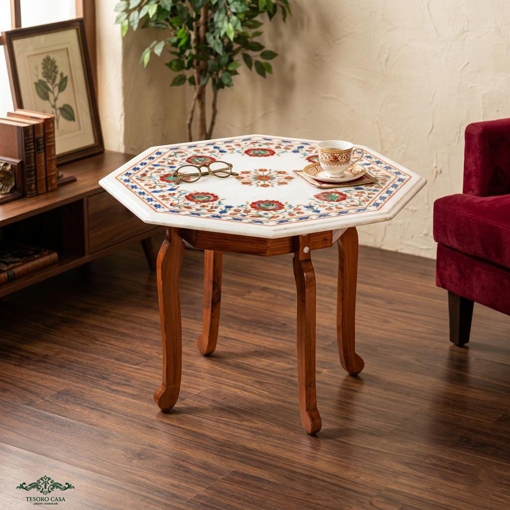 Translation missing: en.Semi Precious Pietra Dura Marble Inlay Table: Semi Precious Pietra Dura Marble Inlay Table