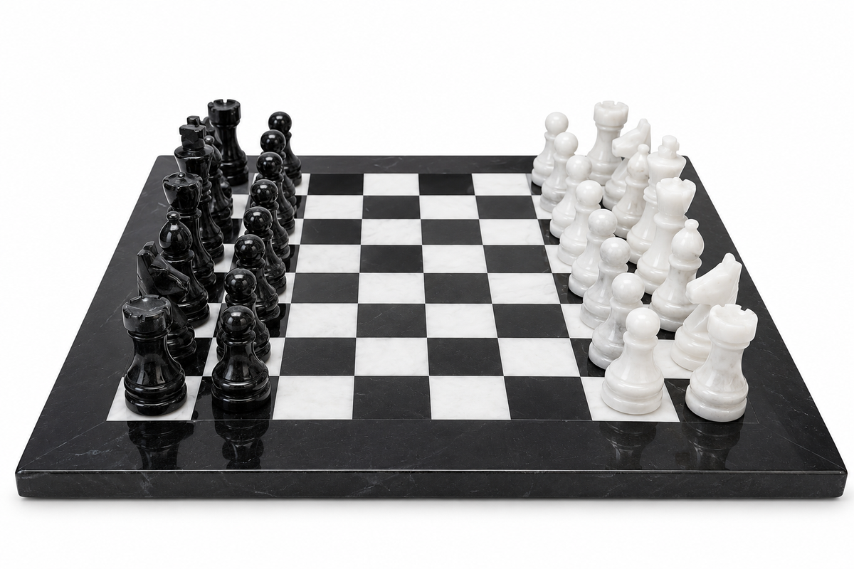 Handcrafted Black & White Marble Chess Set