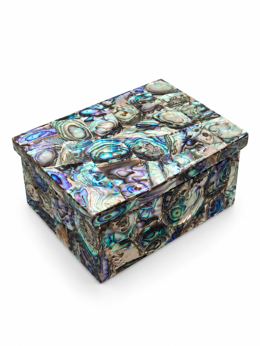 Handcrafted Abalone Shell Mosaic Decorative Storage Box