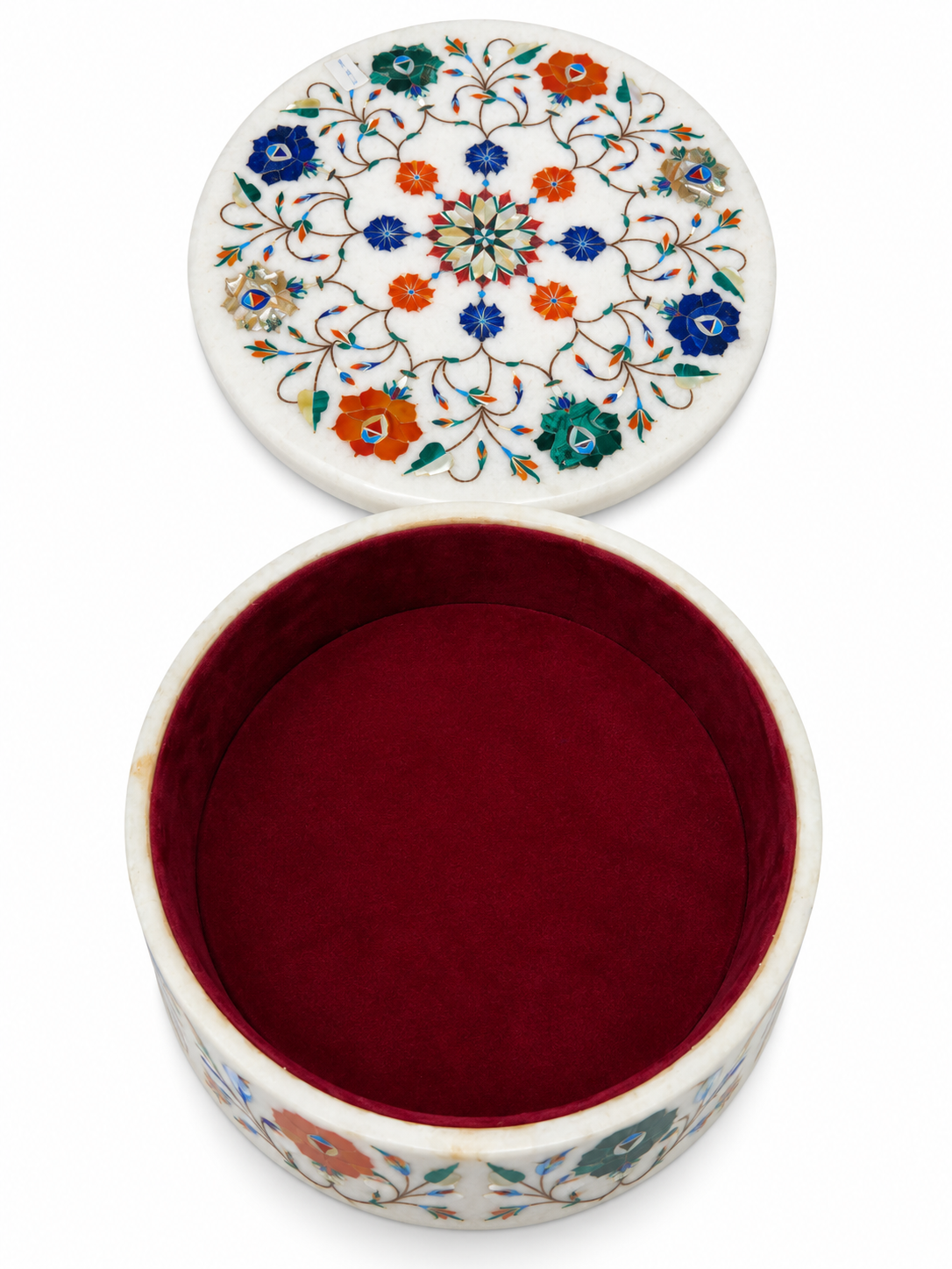 Luxury Round Marble Inlay Jewelry Box