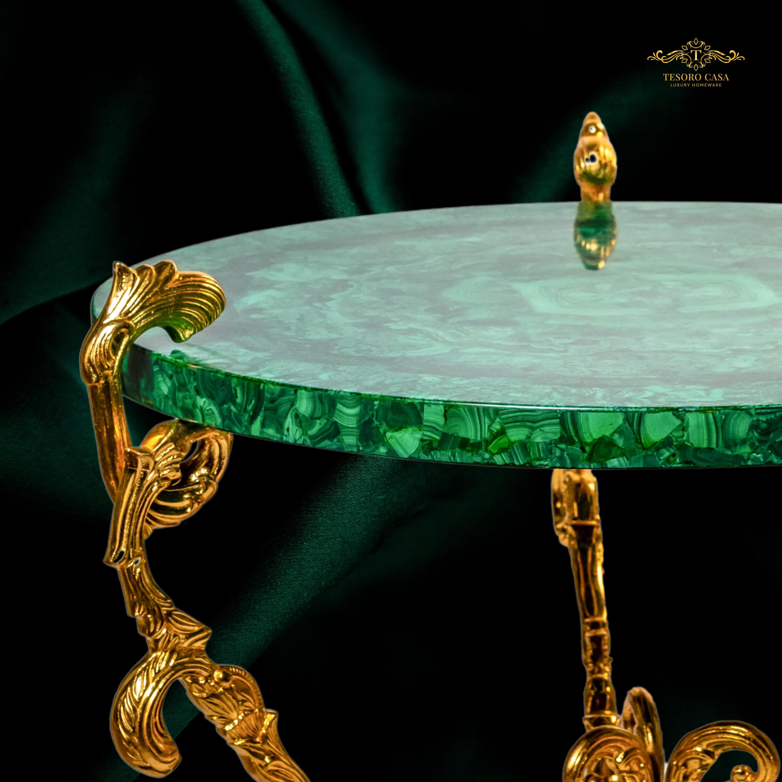 Malachite Center Table with Gilded Brass Detailing