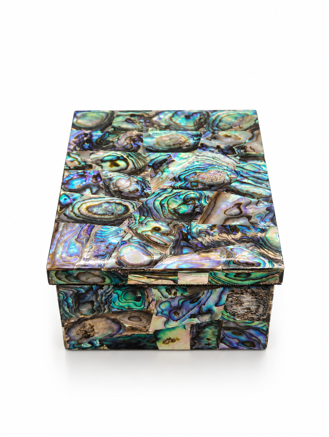 Handcrafted Abalone Shell Mosaic Decorative Storage Box
