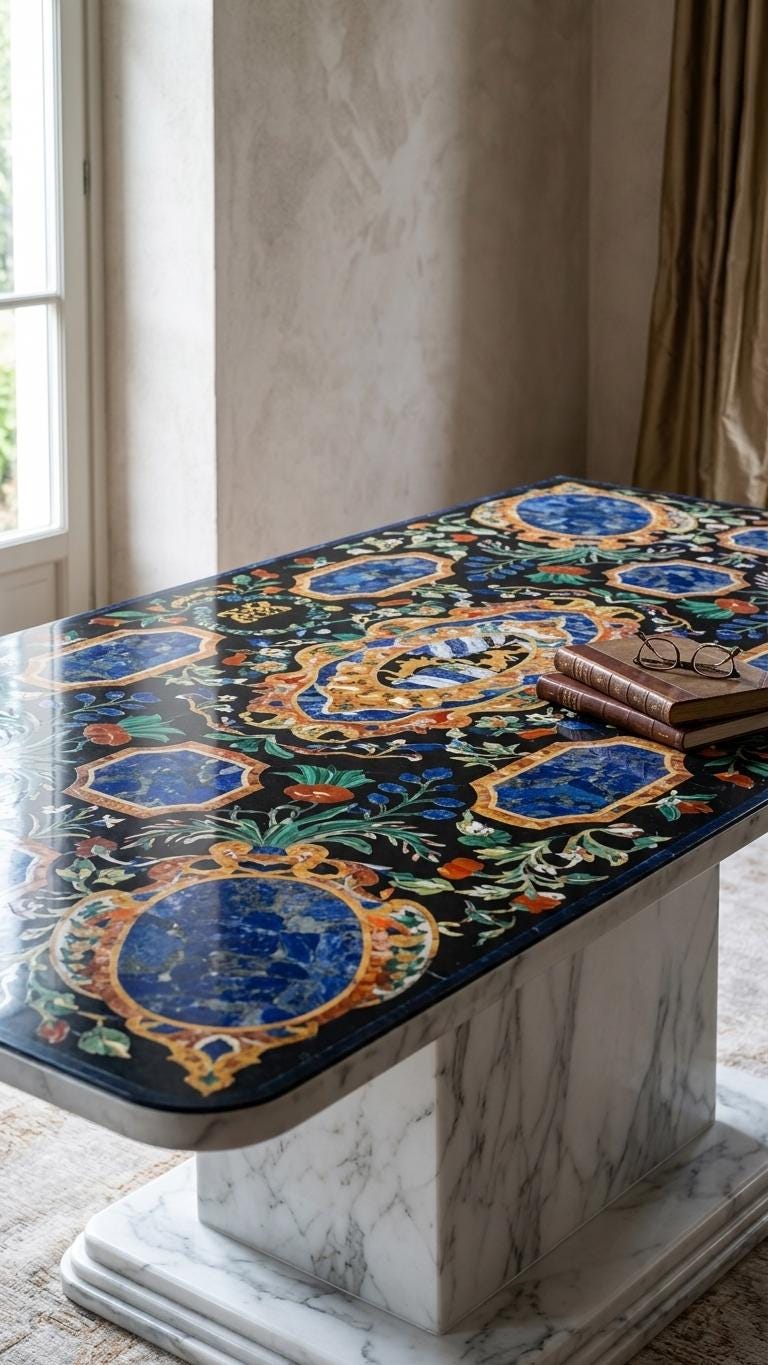 Pietra  Dura Inlay work Dining Table
