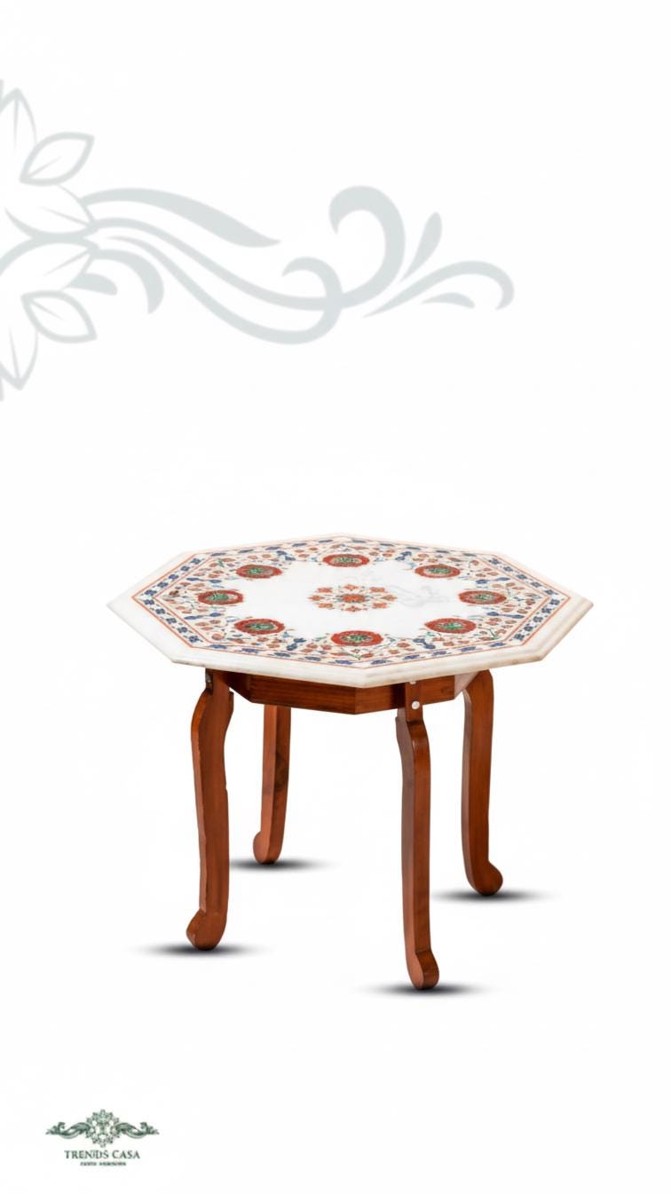Semi Precious Pietra Dura Marble Inlay Table
