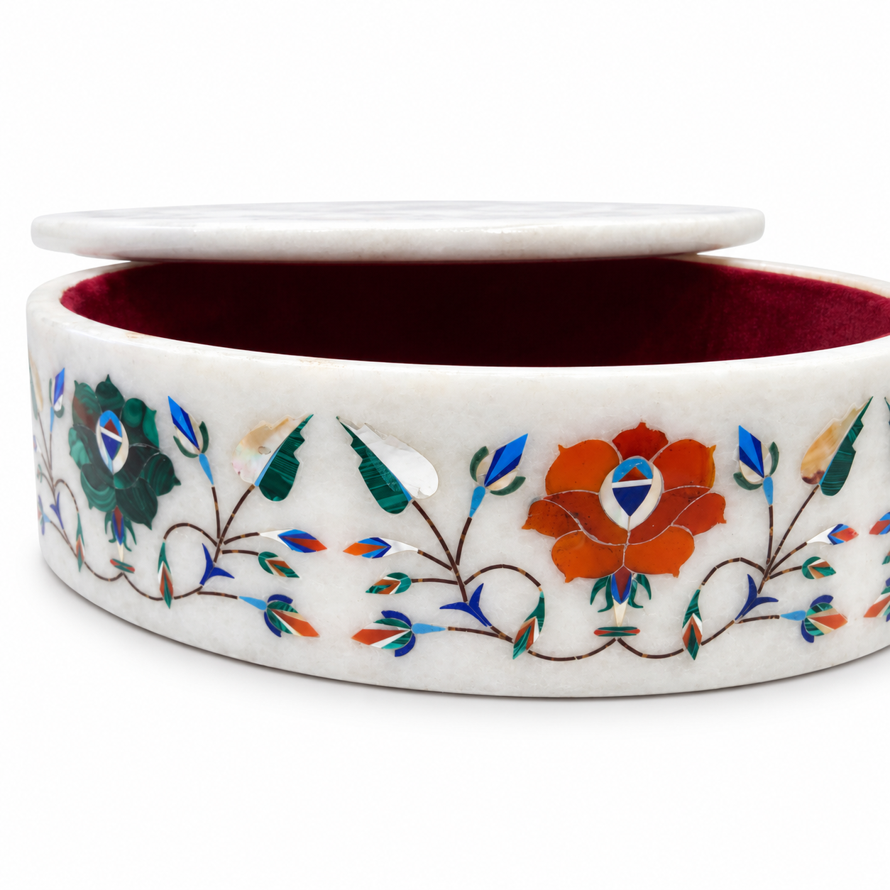 Luxury Round Marble Inlay Jewelry Box