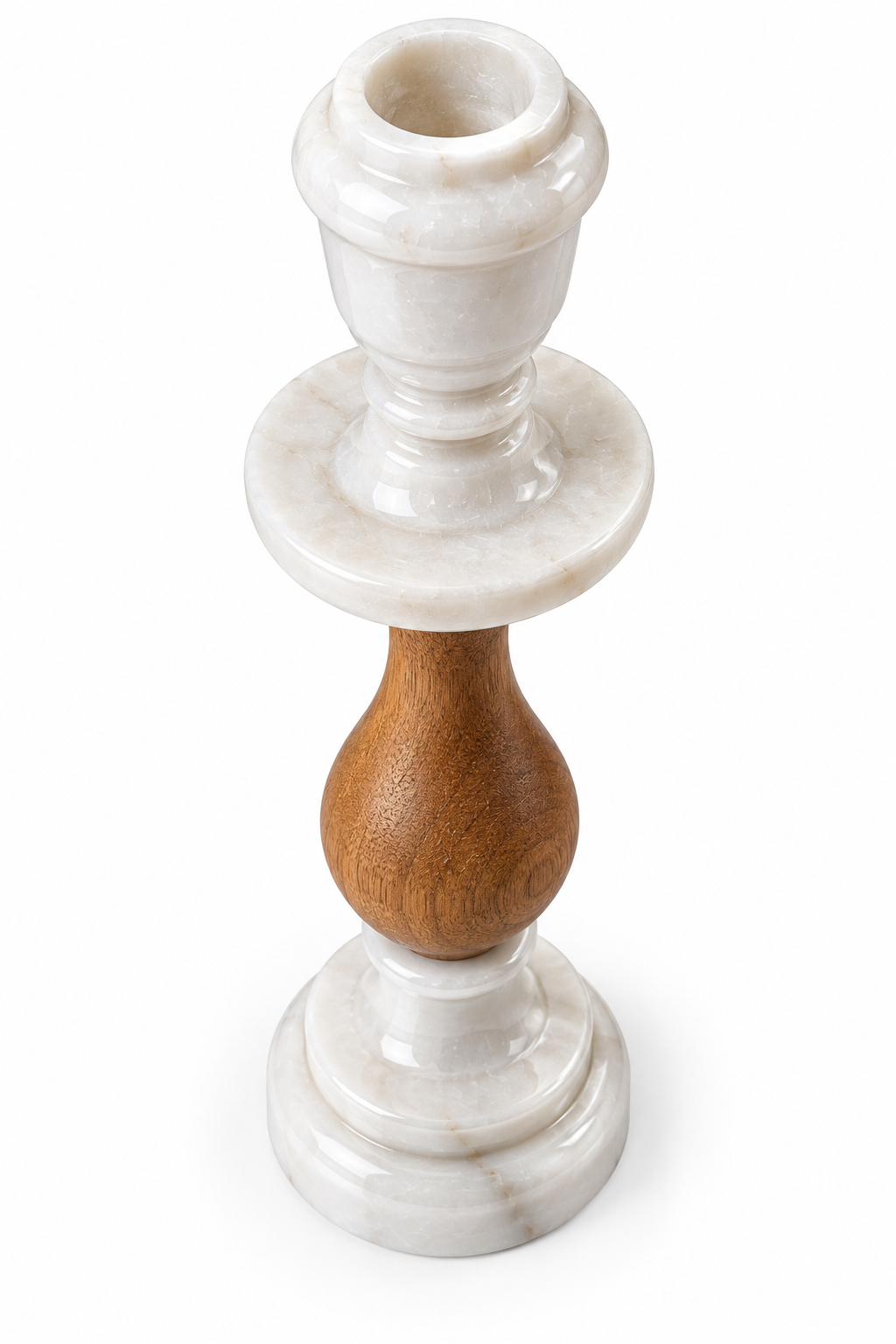 Luxury Marble & Wood Pedestal Candle Holder