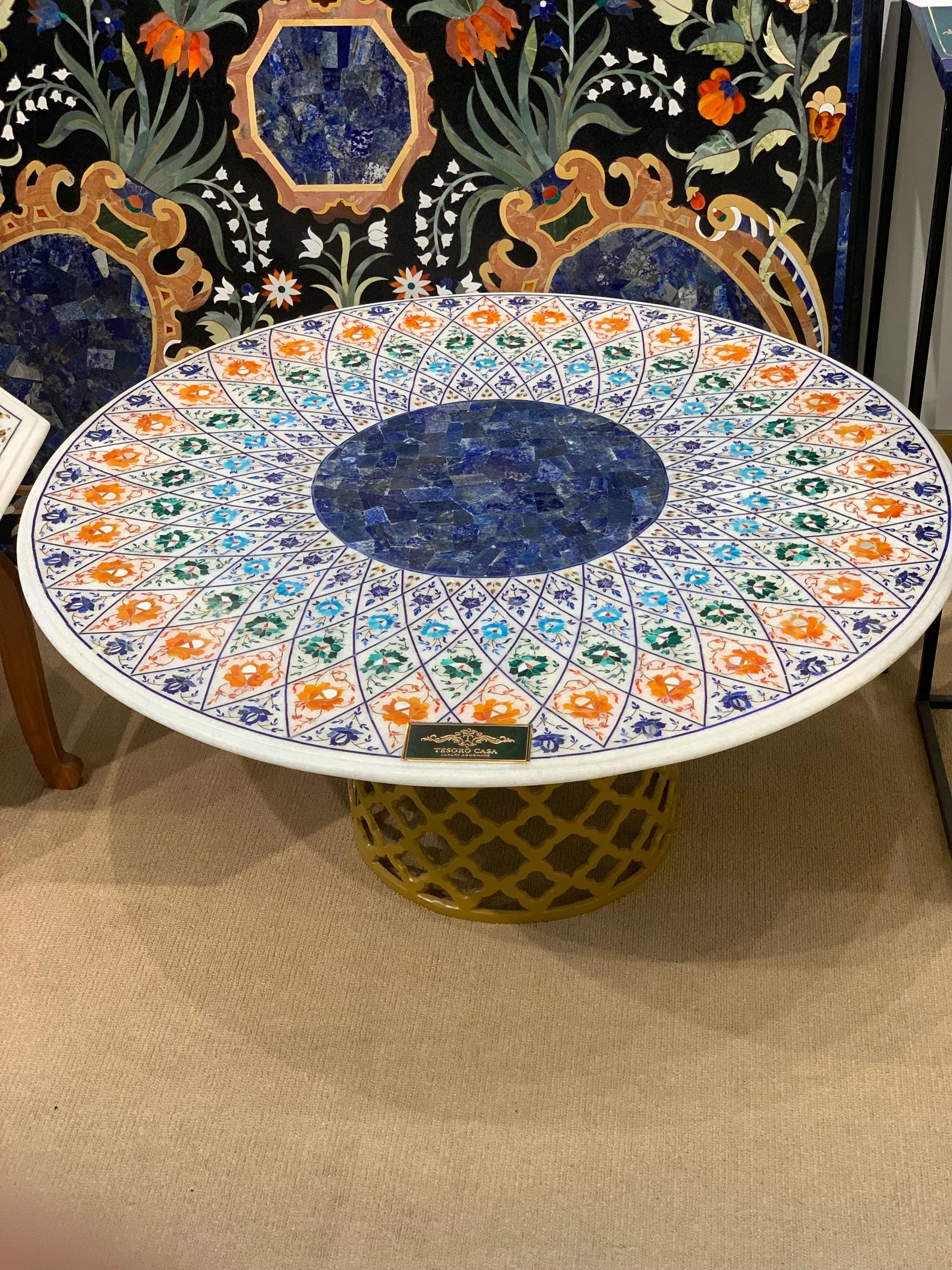 Pietra Dura Marble Inlay Dining Table