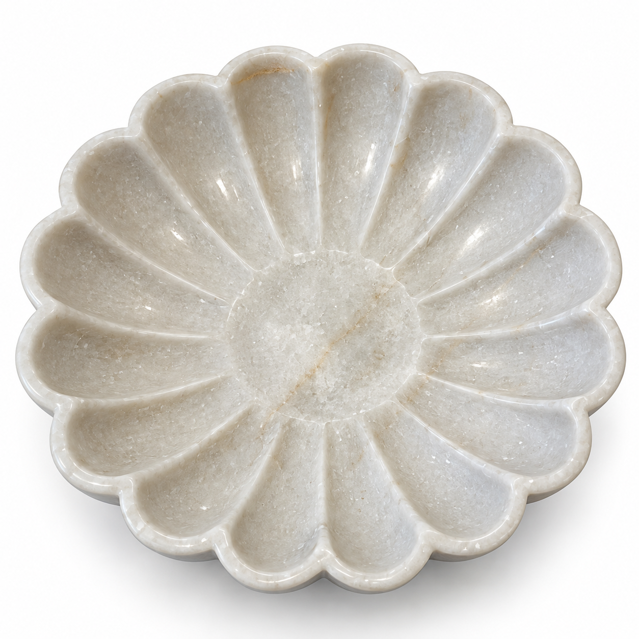 Petal-Shaped Natural Marble Decorative Bowl