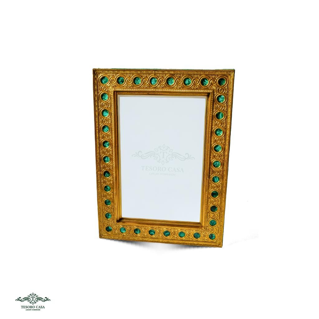 Luxury Malachite Console Table And Mirror Set Handmade Green Stone Furniture