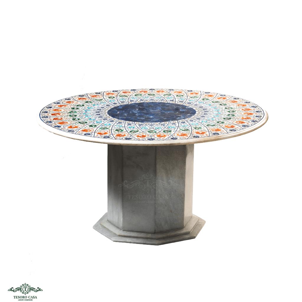 Pietra Dura Marble Inlay Dining Table