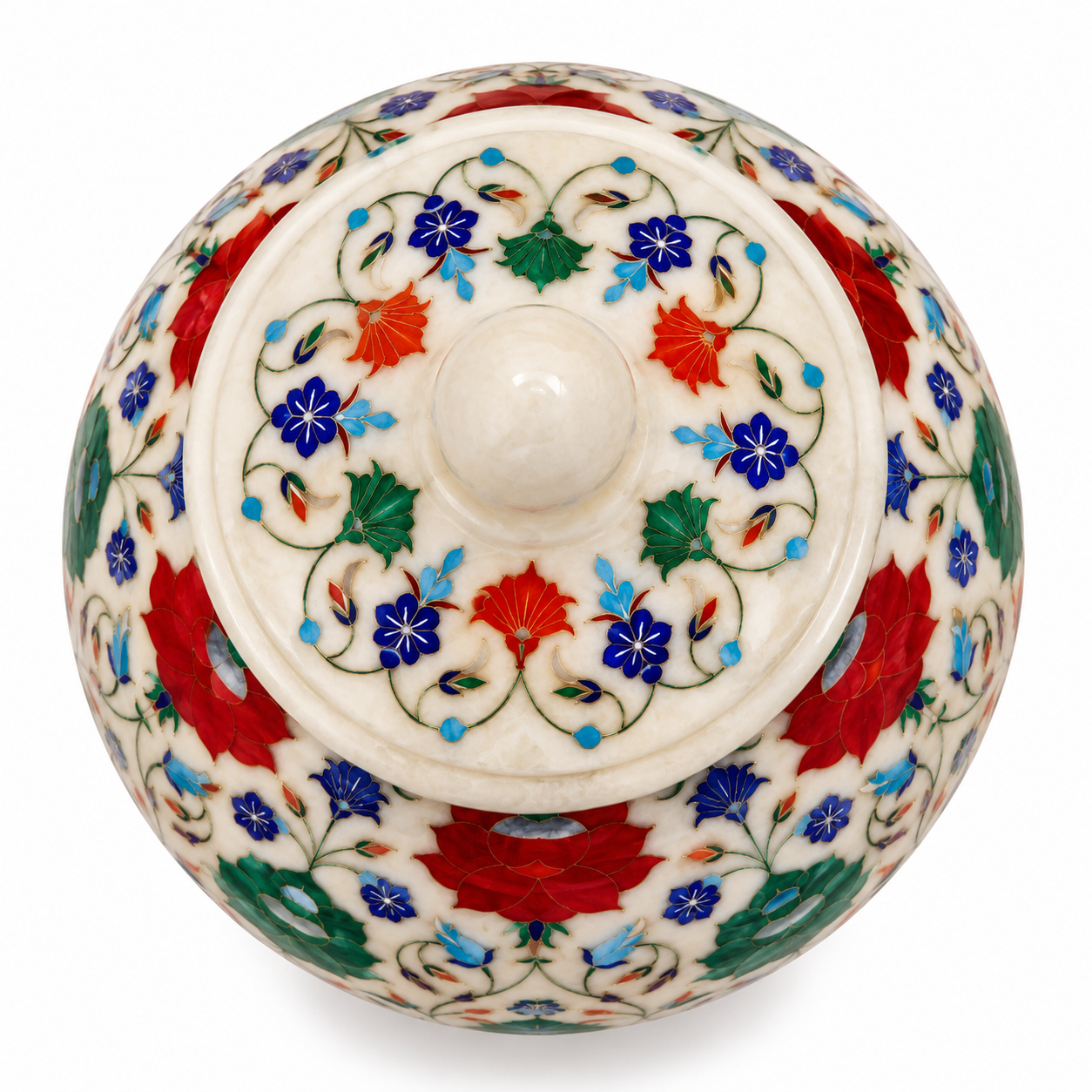 Marble Inlay Decorative Jar With Lid