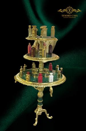 Handcrafted Malachite 3-Tier Decorative Serving Stand