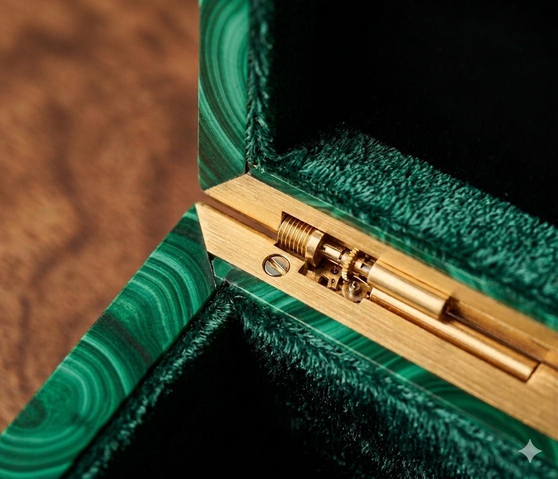 Handcrafted Luxury Malachite Rectangular Jewellery Box Handmade Green Stone Decorative Keepsake Box