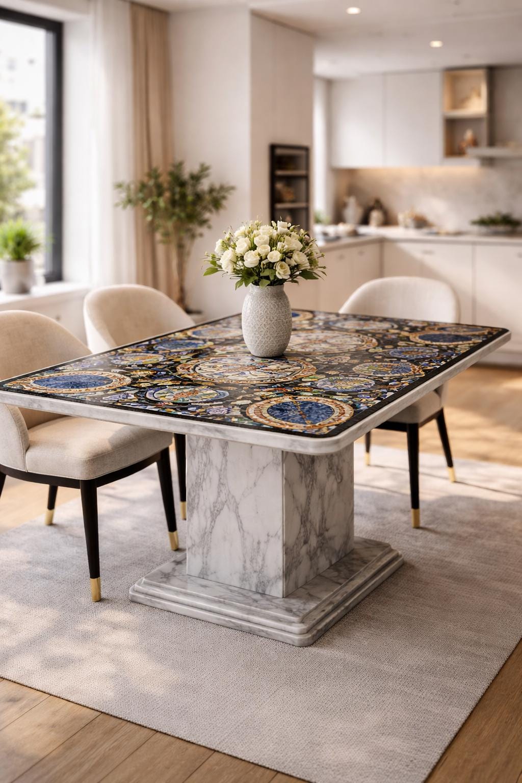 Pietra  Dura Inlay work Dining Table