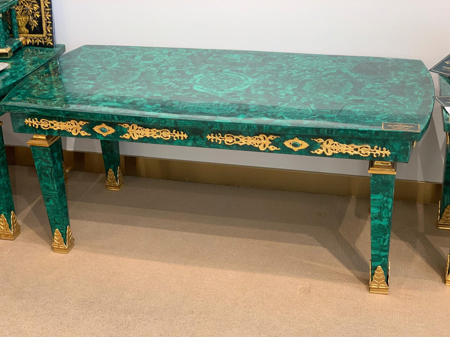 Malachite Majlis Centre Table with Gold-Plated Brass