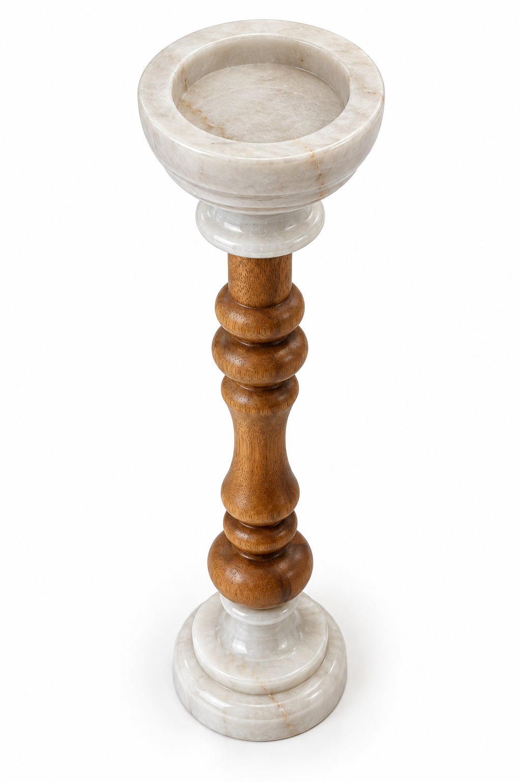 Handcrafted Wood & Marble Decorative Candle Holder