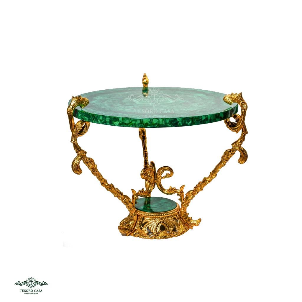 Malachite Center Table with Gilded Brass Detailing