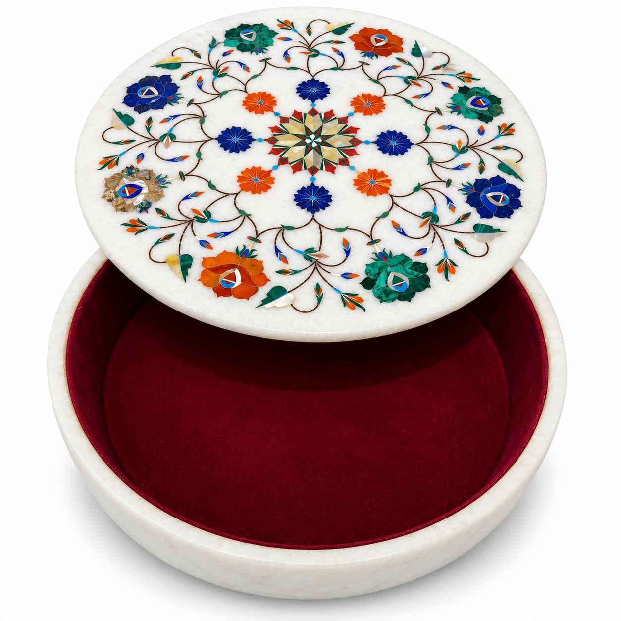 Luxury Round Marble Inlay Jewelry Box