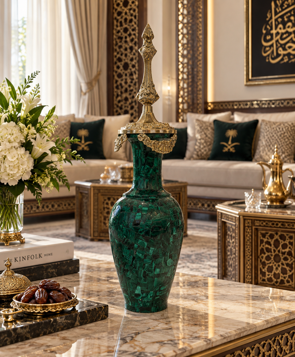 Handcrafted Malachite Decorative Vase