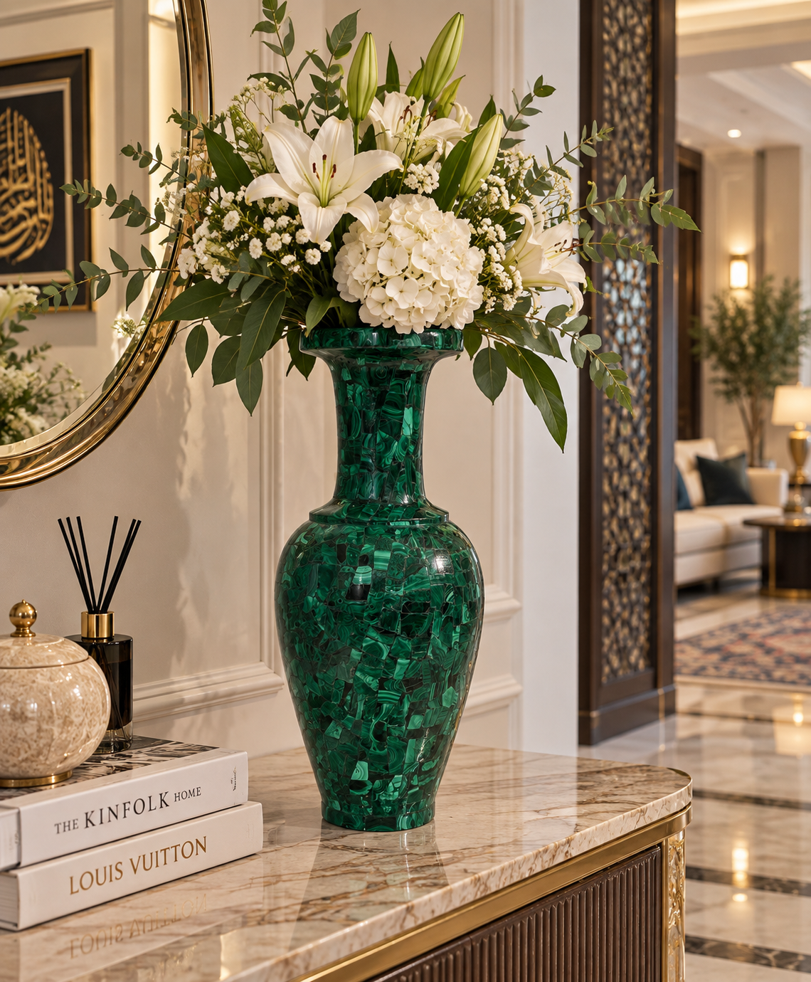 Handcrafted Malachite Decorative Vase