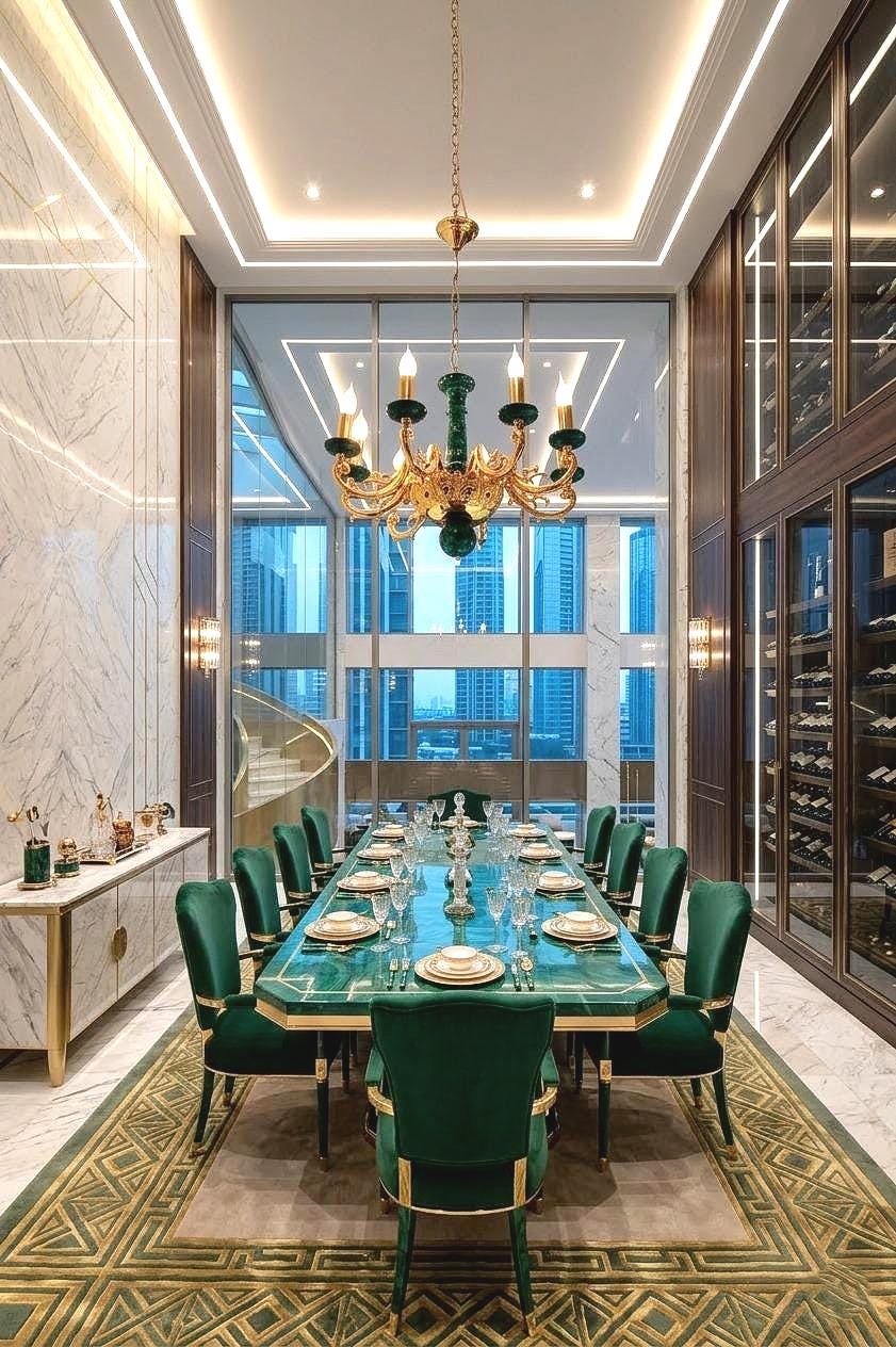 Malachite Small Chandelier with Gold Platted