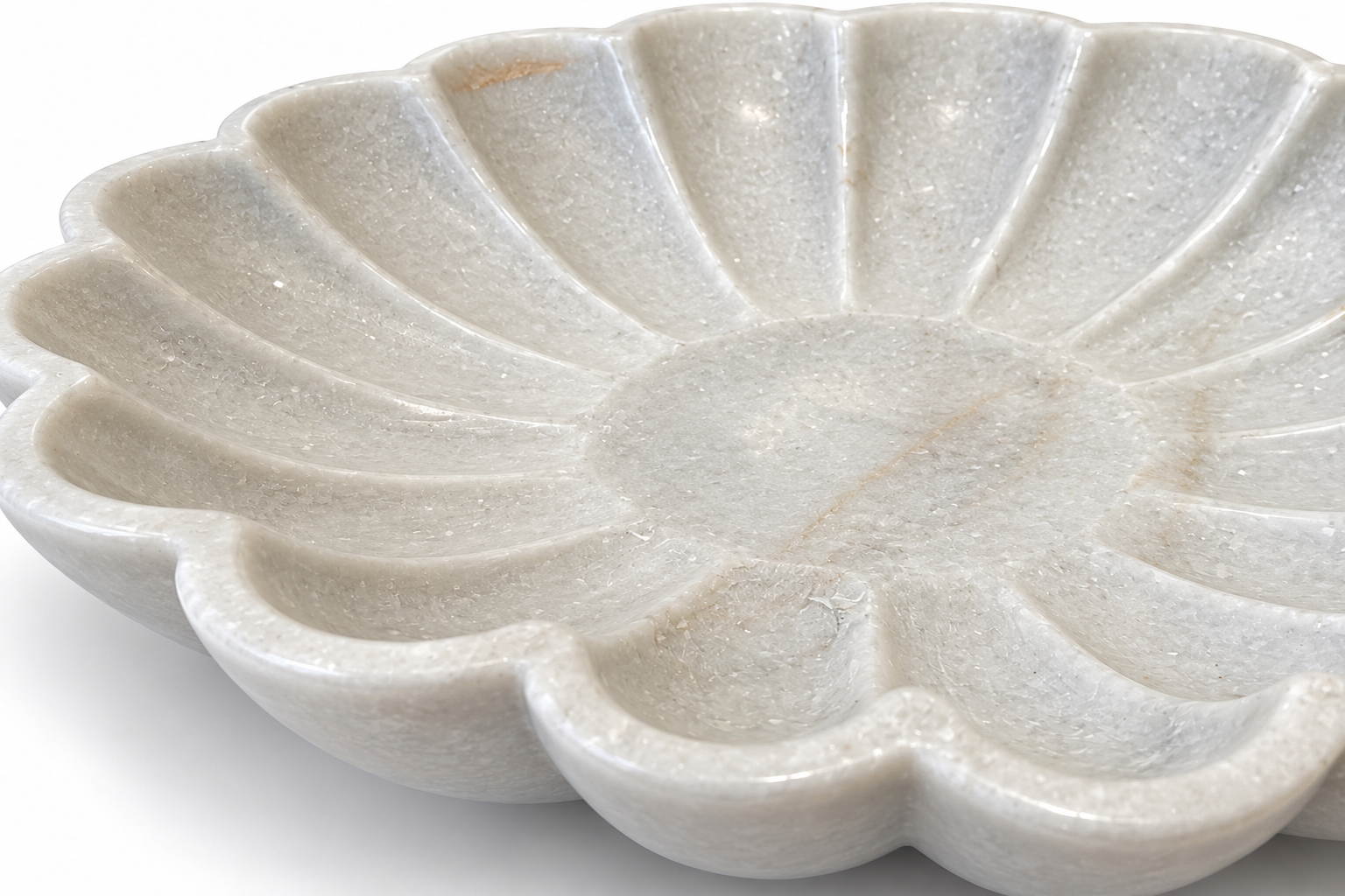 Petal-Shaped Natural Marble Decorative Bowl