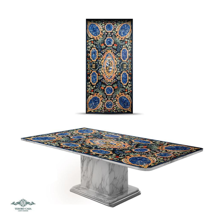 Handcrafted Pietra Dura Marble Inlay Dining Table