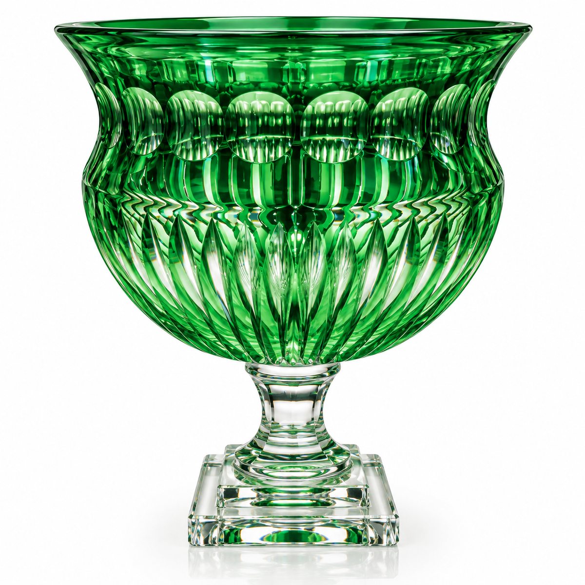 Emerald Glass Pedestal Decorative Bowl