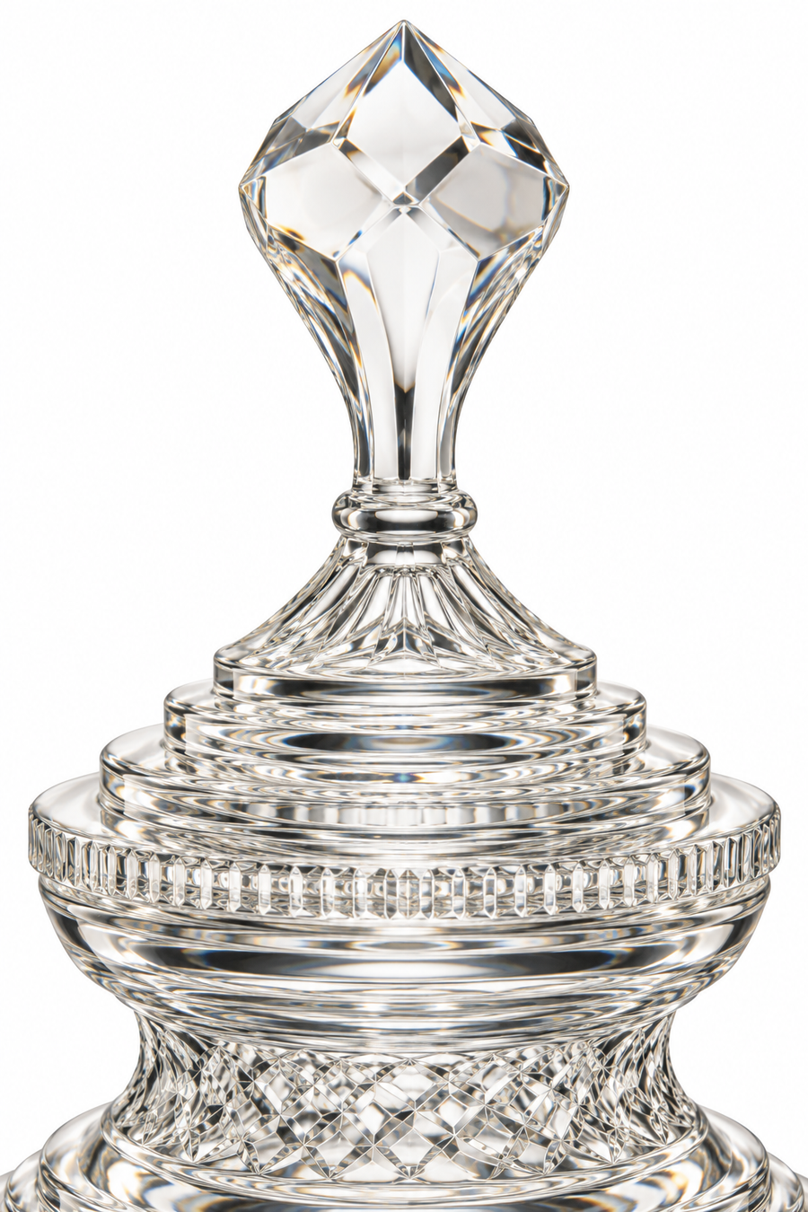 Crystal-Cut Glass Decorative Urn with Lid