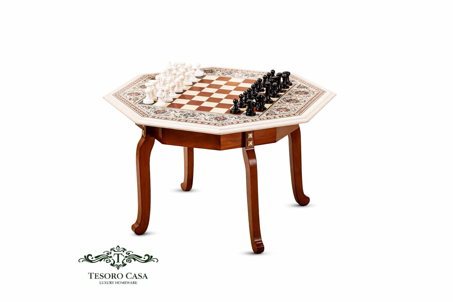 Pietra Dura Marble Inlay Chess Table