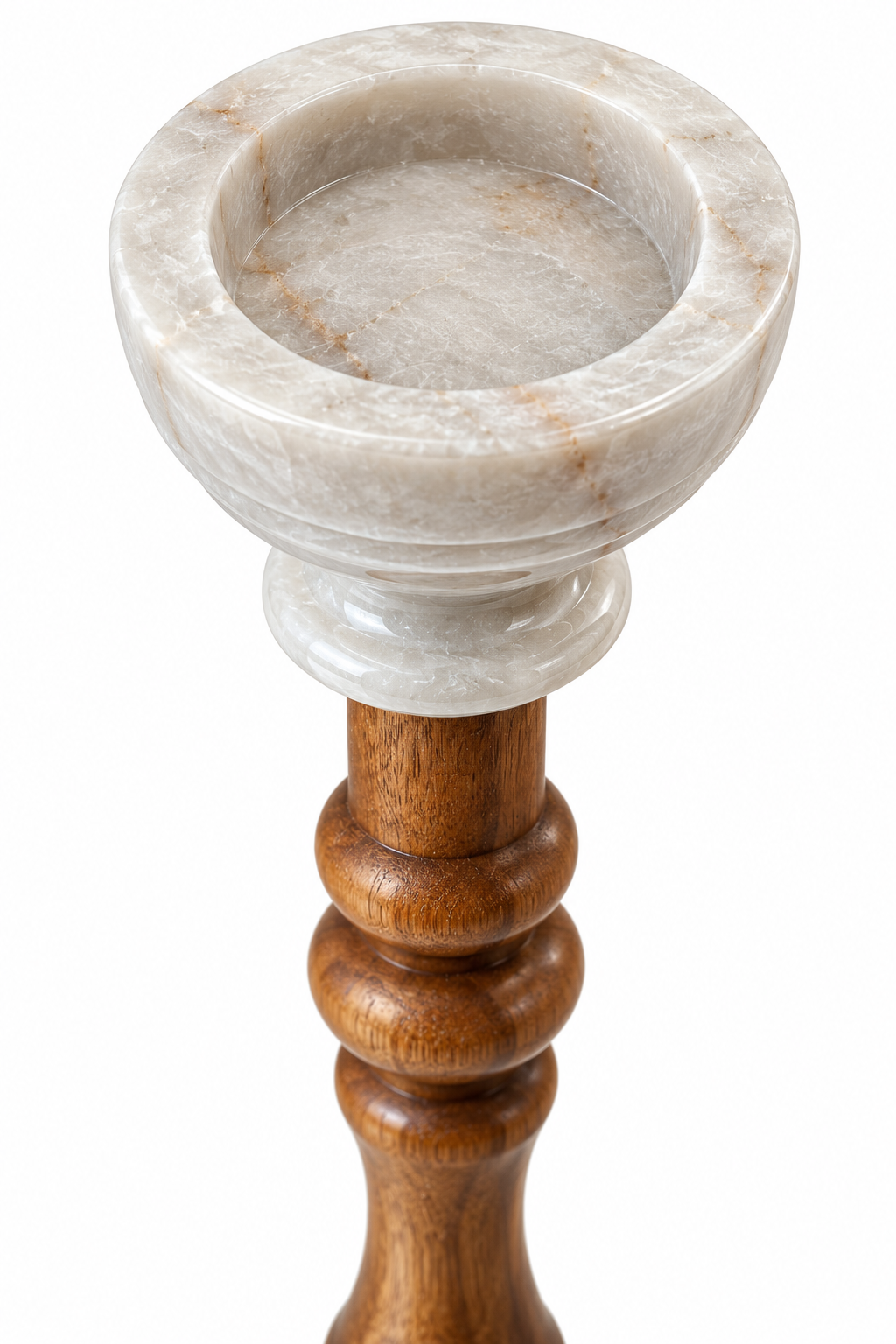 Handcrafted Wood & Marble Decorative Candle Holder