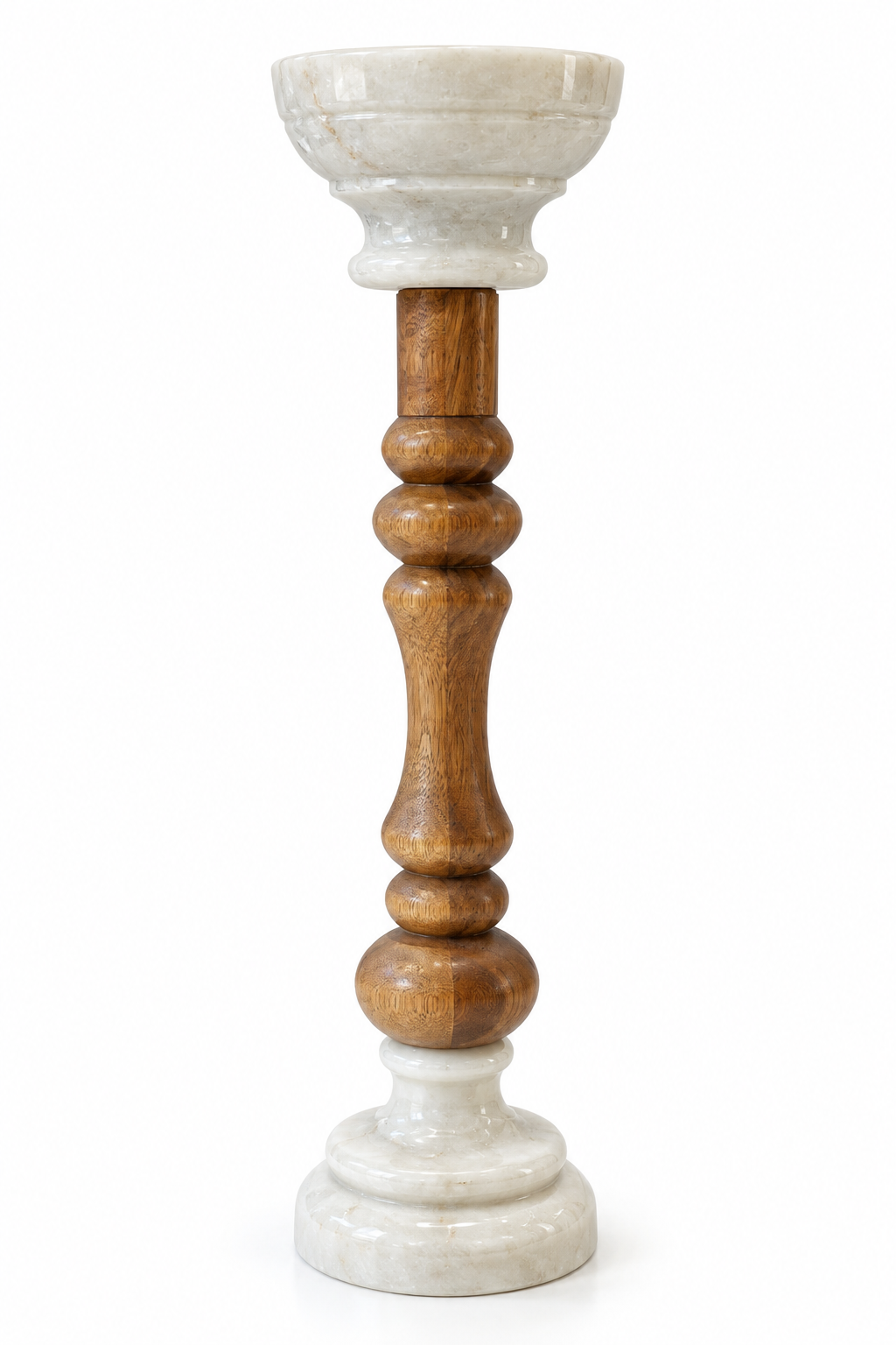 Handcrafted Wood & Marble Decorative Candle Holder