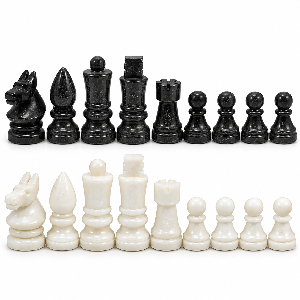 Handcrafted Lapis Lazuli Chess Set with Black & White Marble Inlay