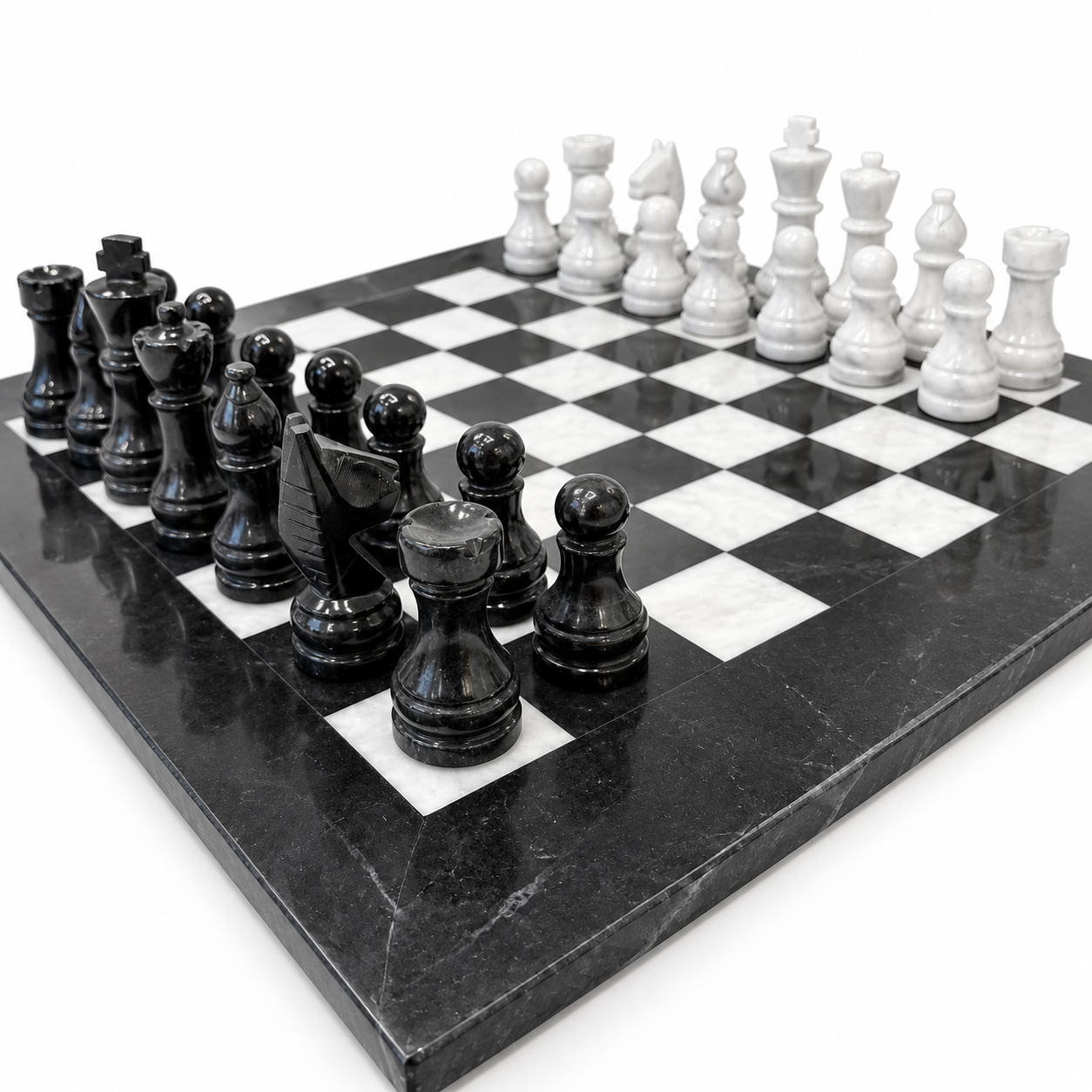 Handcrafted Black & White Marble Chess Set