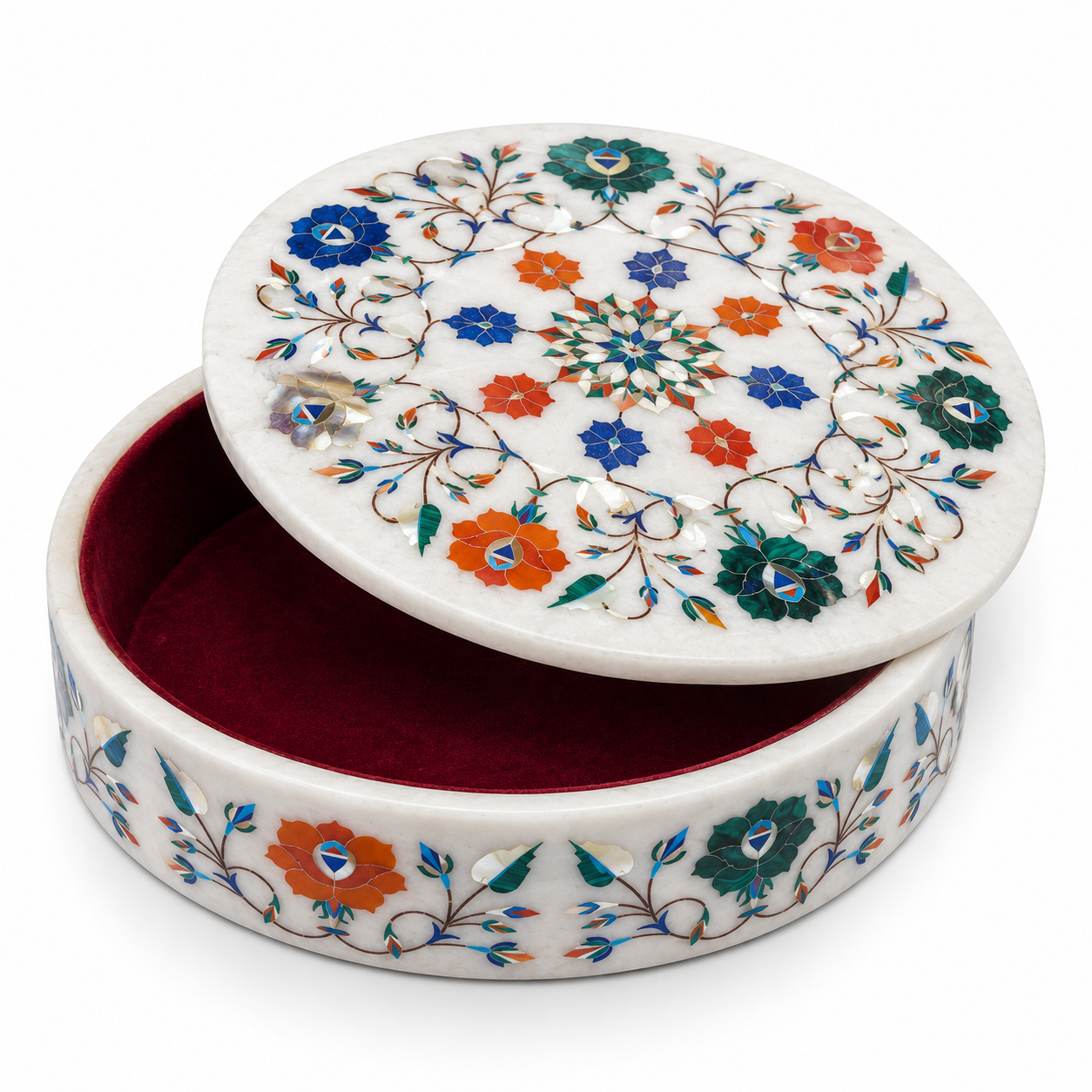 Luxury Round Marble Inlay Jewelry Box