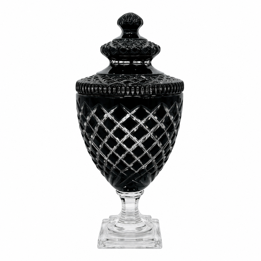 Black Glass Decorative Jar with Lid