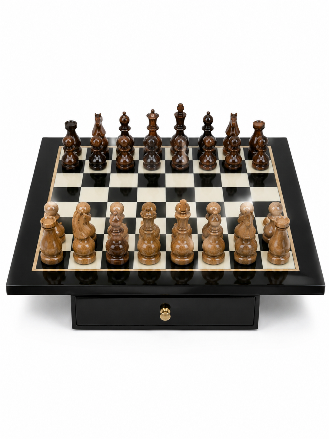 Brown Marble Chess Board Set With Pieces