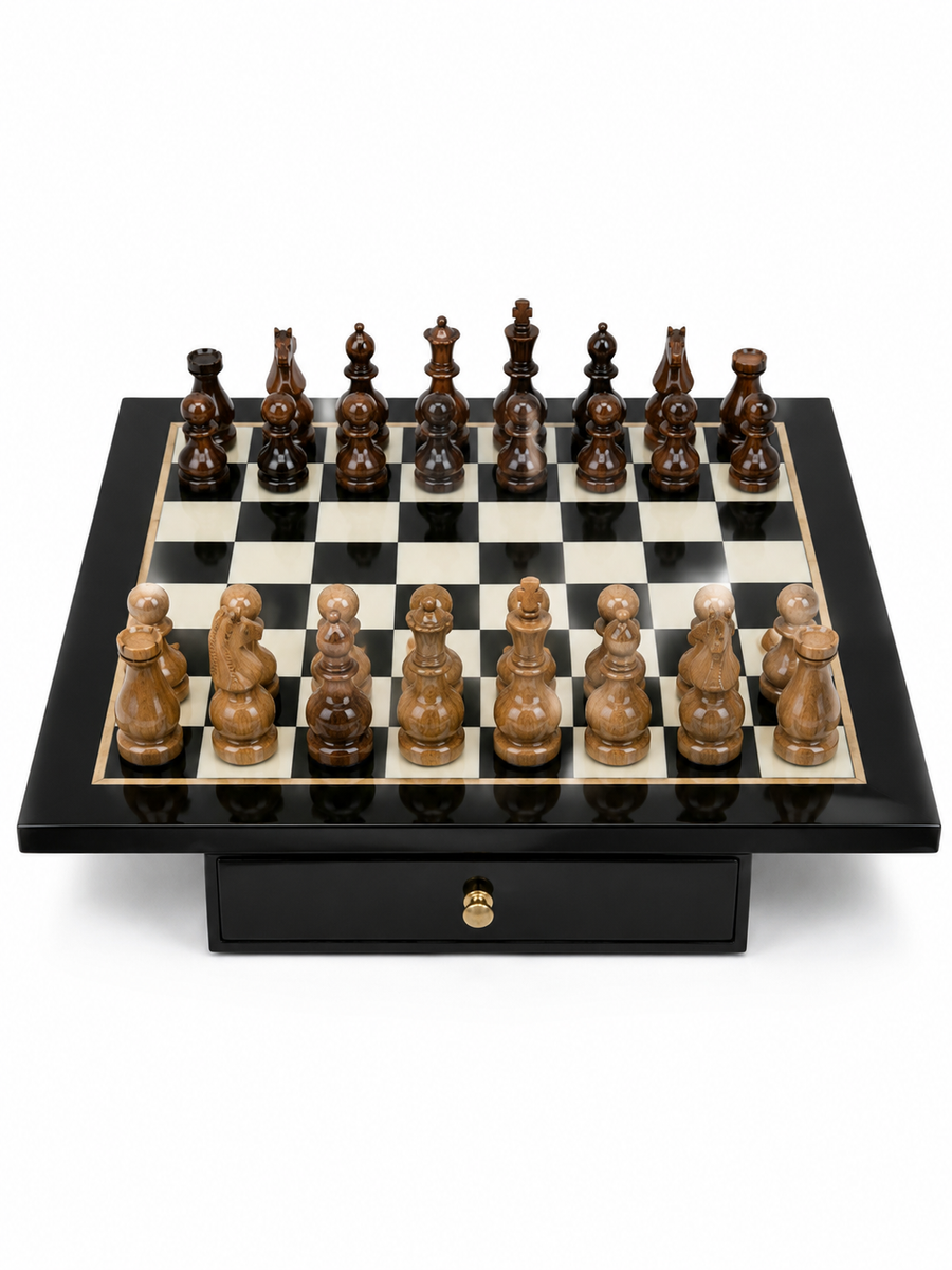 Brown Marble Chess Board Set With Pieces