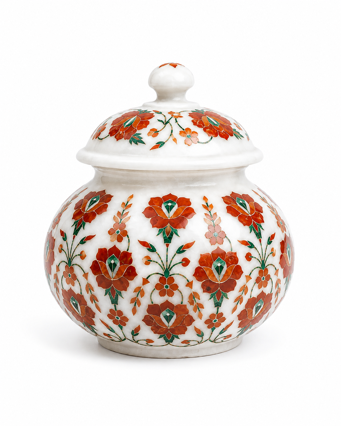 Luxury Marble Inlay Decorative Jar with Lid