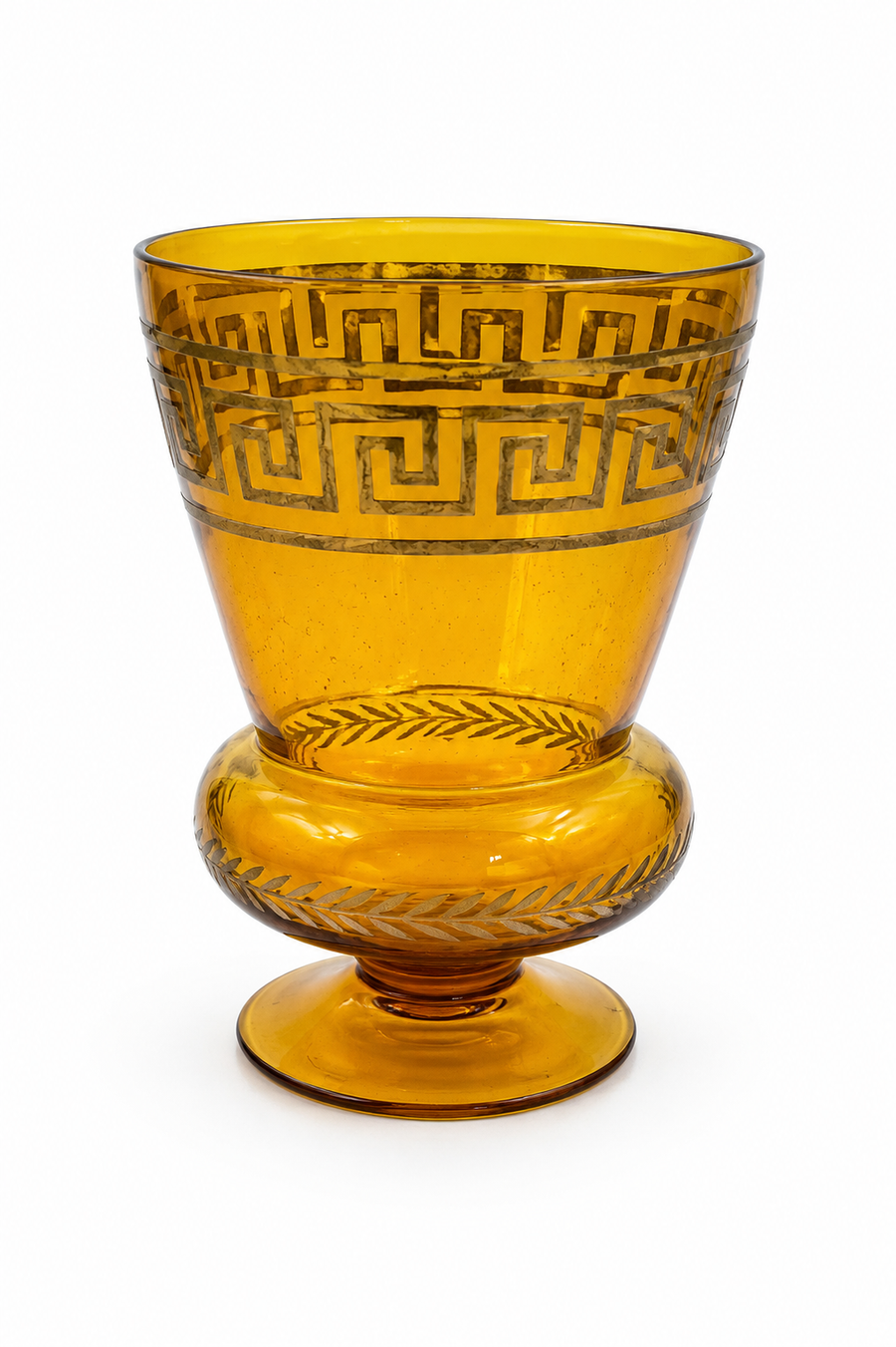 Amber Glass Decorative Bowl on Stand