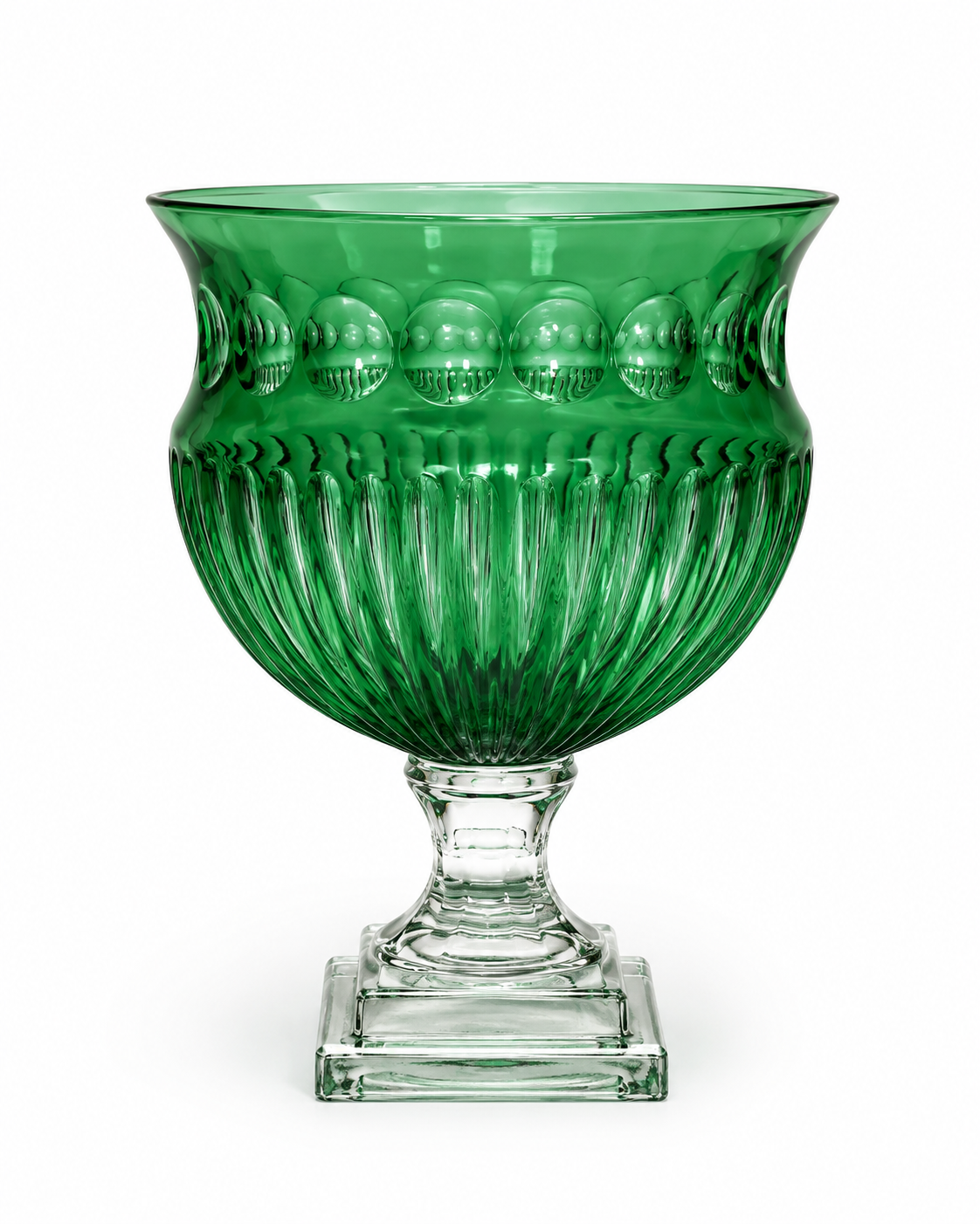 Emerald Glass Pedestal Decorative Bowl
