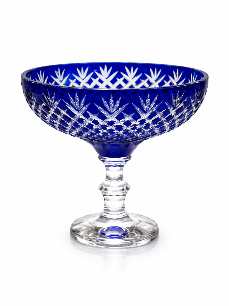 Blue Glass Decorative Bowl on Stand