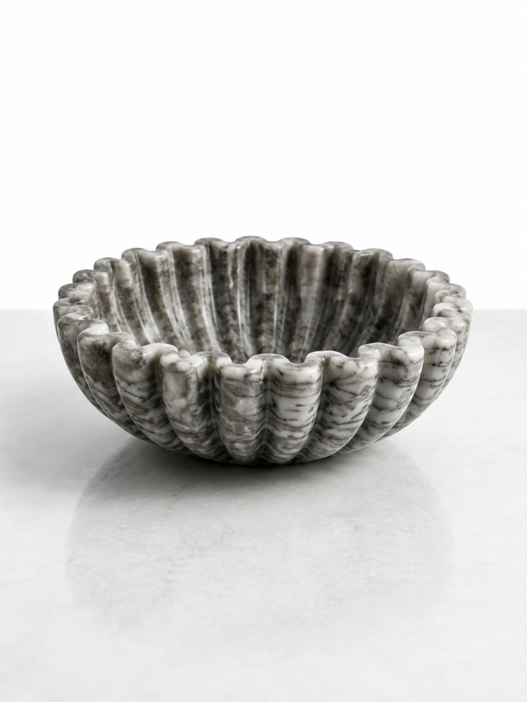 Fluted Stone Decorative Bowl for Tabletop Display