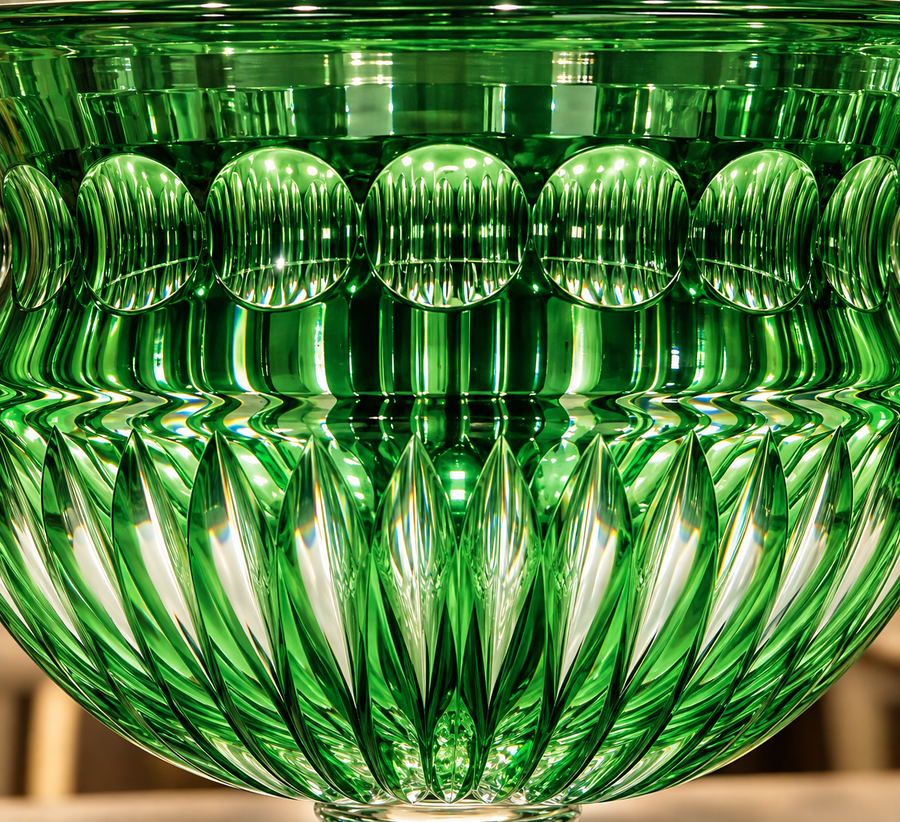Emerald Glass Pedestal Decorative Bowl