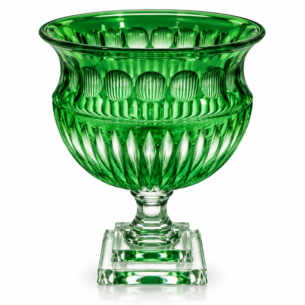 Emerald Glass Pedestal Decorative Bowl
