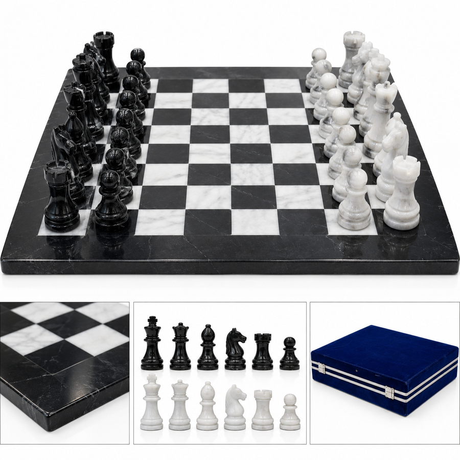 Handcrafted Black & White Marble Chess Set
