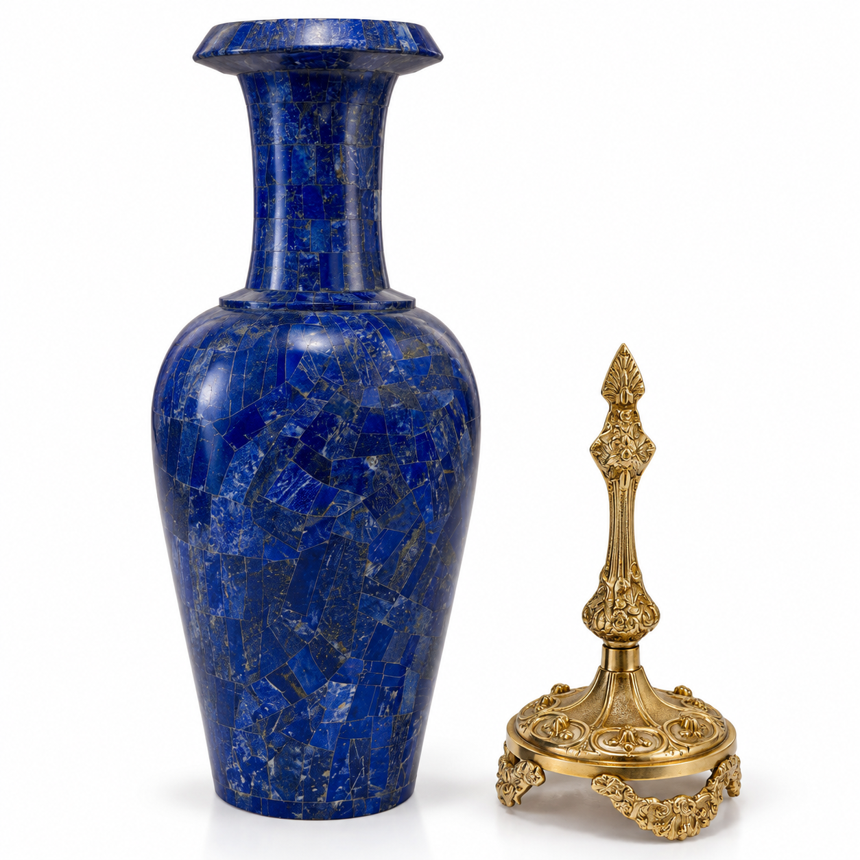 Handcrafted Lapis Lazuli Gemstone Decorative Vase