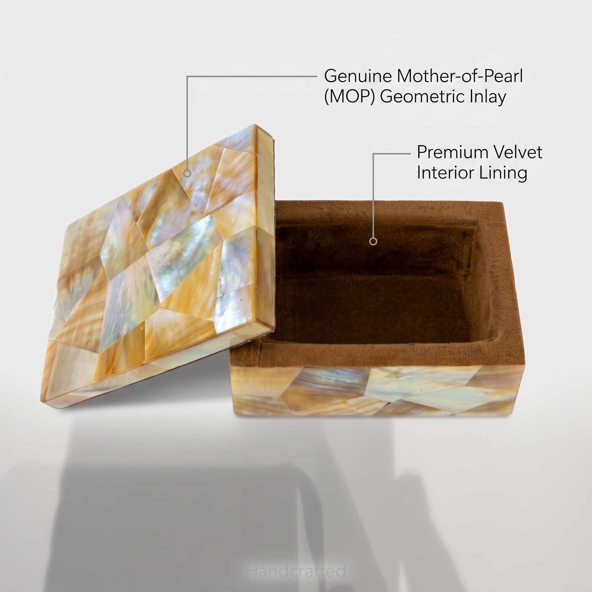 Yellow Mother of Pearl Decorative Storage Box